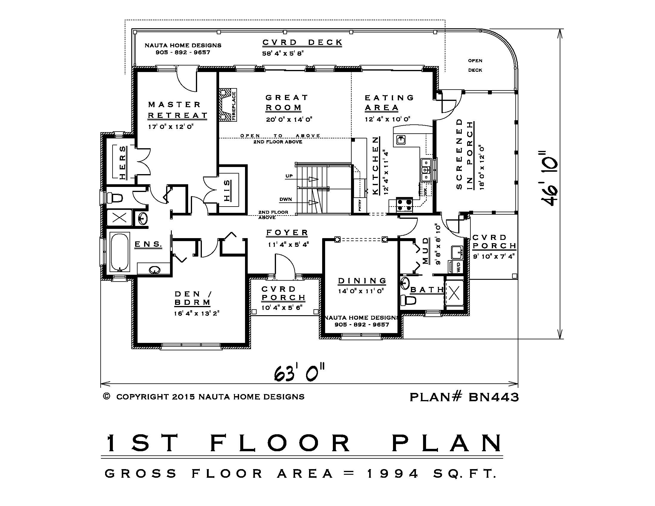 BN443 Custom Designed Bungalow House Plan Nauta Home Designs