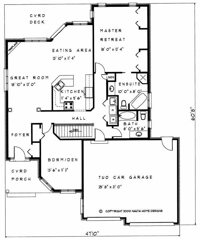 Bungalow house plan BN223 floor plan