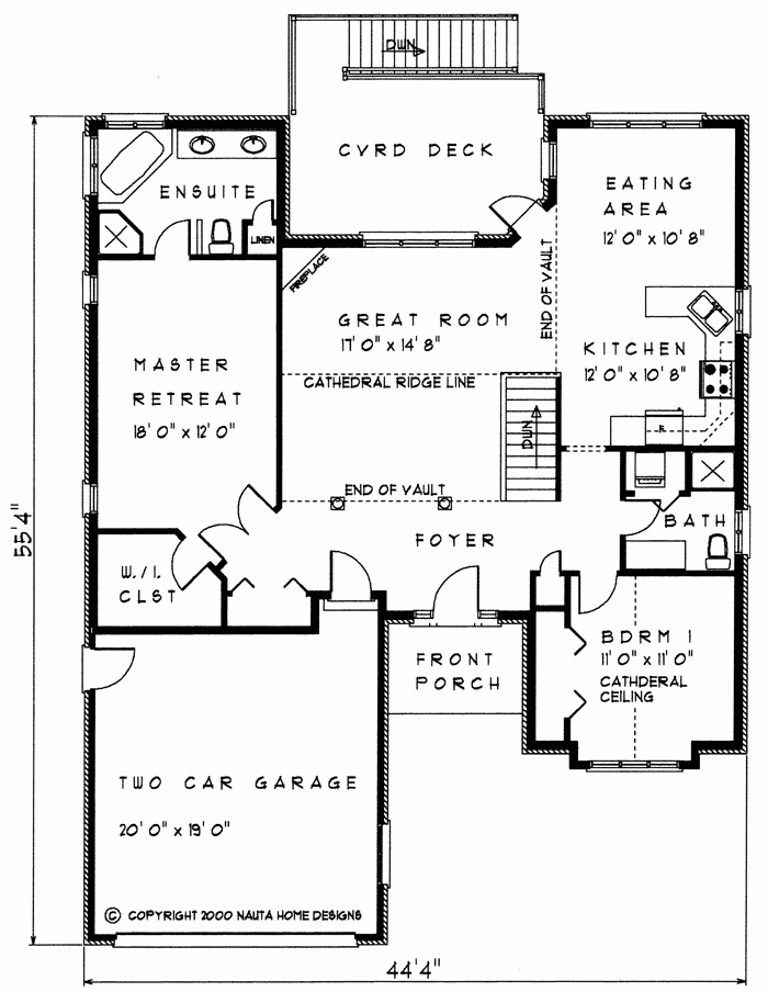 Bungalow House Plan, BN235 Floor Plan