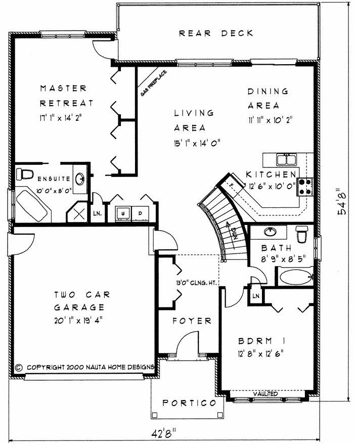Bungalow House Plan, BN238 Floor Plan