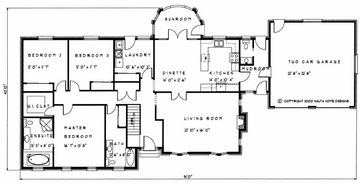 Bungalow house plan BN121 floor plan