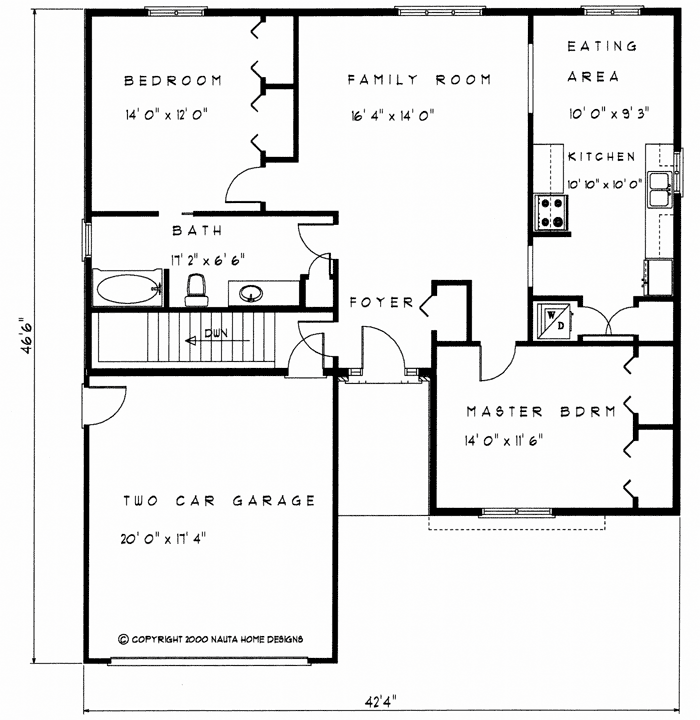 Bungalow house plan BN140 floor plan