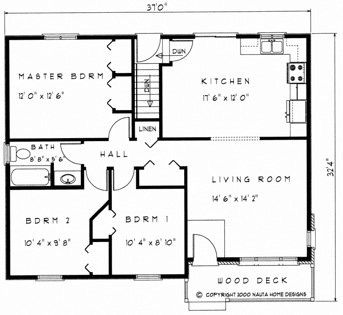 Bungalow House Plan BN150 Floor Plan