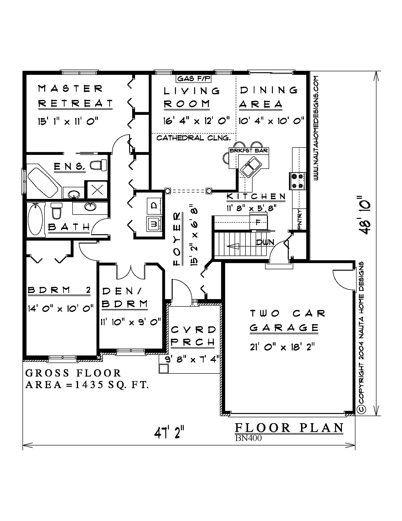 BN400 Bungalow House Plan | Nauta Home Designs