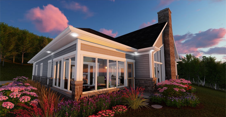 Rendering of a custom designed bungalow in Nova Scotia.