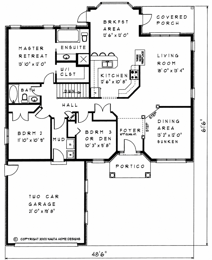 Bungalow house plan BN201 floor plan