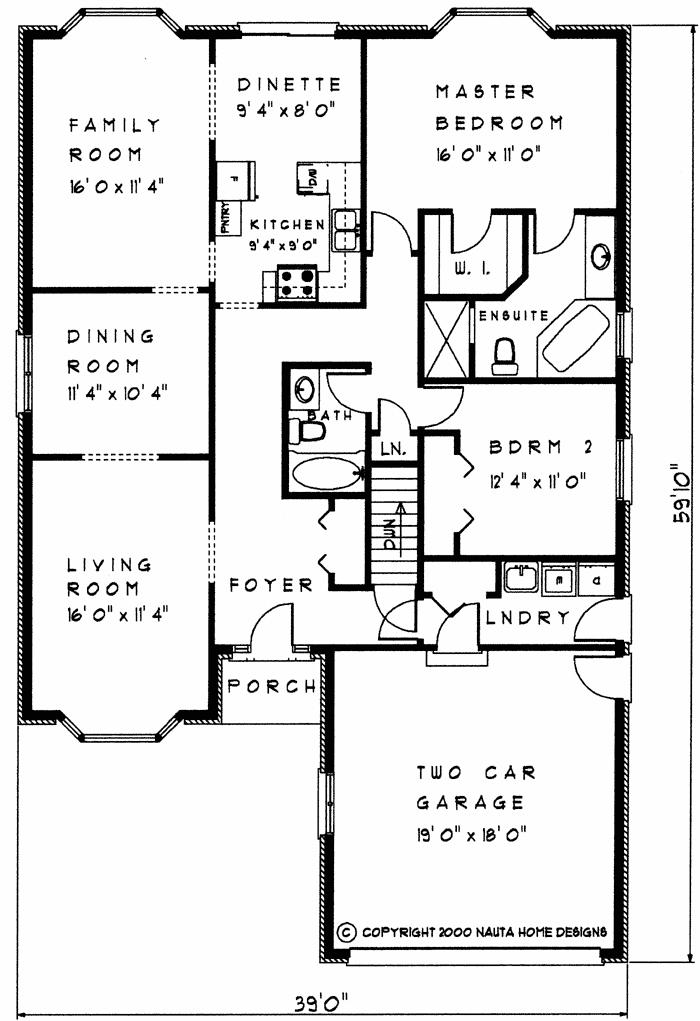 Bungalow house plan BN204 floor plan