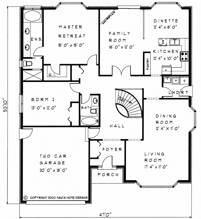 Bungalow house plan BN206 floor plan