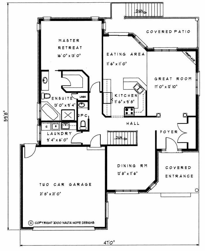 Bungalow house plan BN212 floor plan