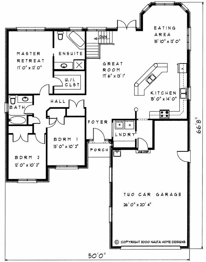 Bungalow house plan BN217 floor plan