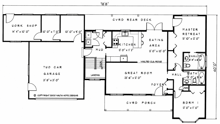Bungalow House Plan, BN240 Floor Plan