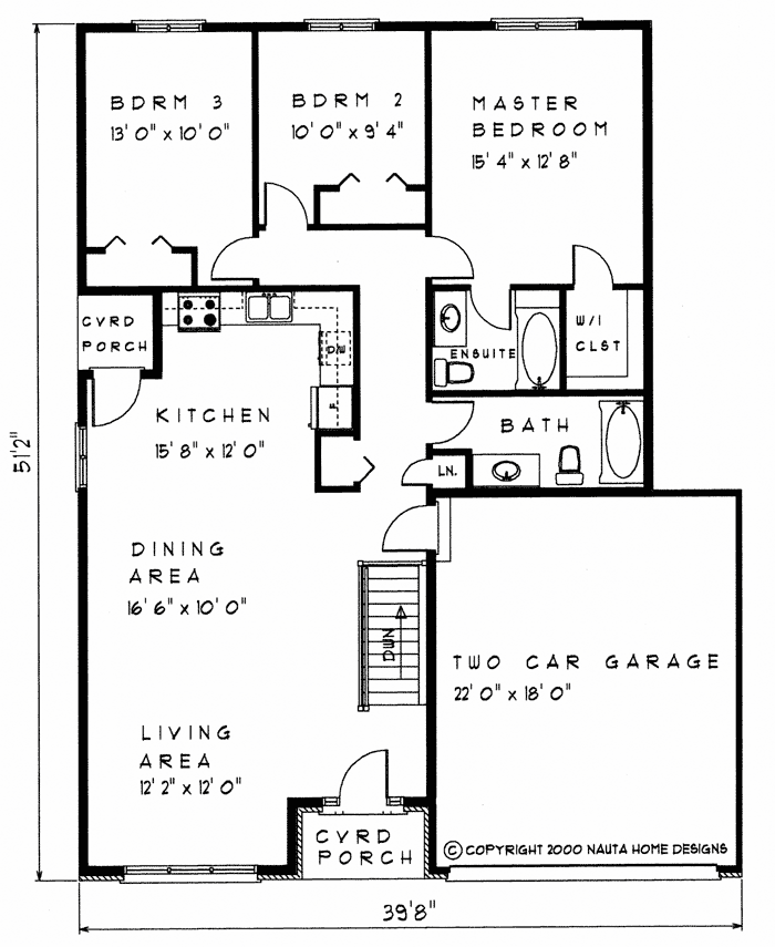 Bungalow House Plan, BN246 Floor Plan