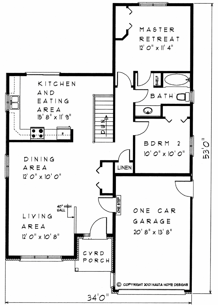 Bungalow House Plan BN253 Floor Plan