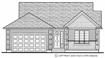 Bungalow House Plan, BN255 Front Elevation