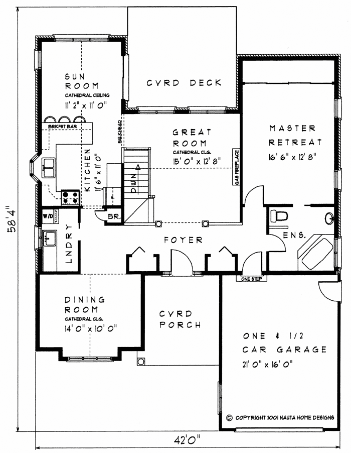 Bungalow House Plan, BN260 Floor Plan
