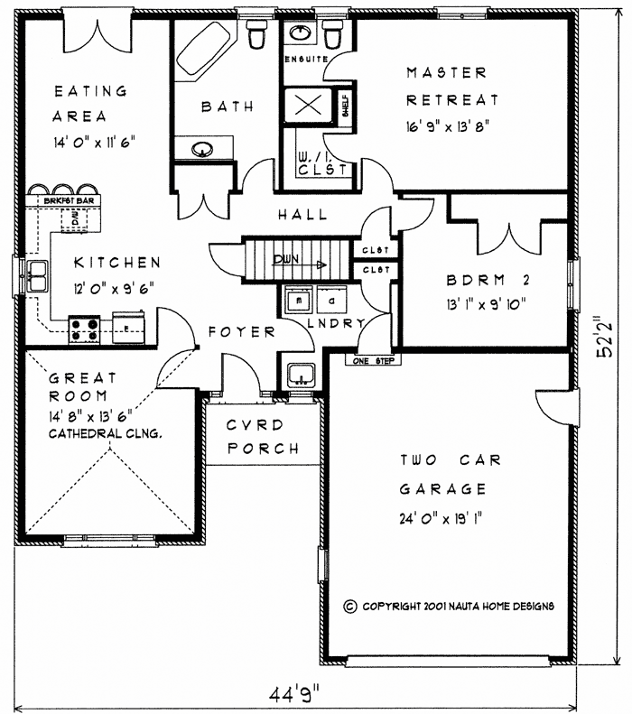 Bungalow House Plan, BN285 Floor Plan