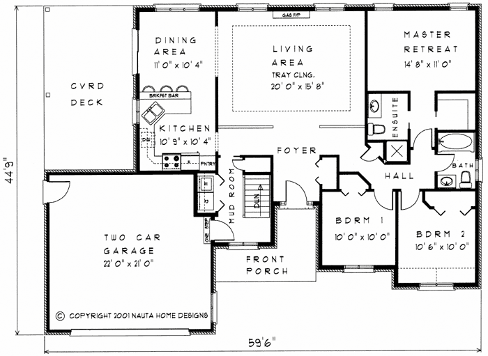 Bungalow House Plan, BN287 Floor Plan