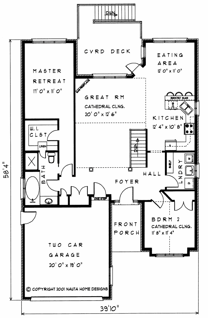 Bungalow House Plan, BN291 Floor Plan