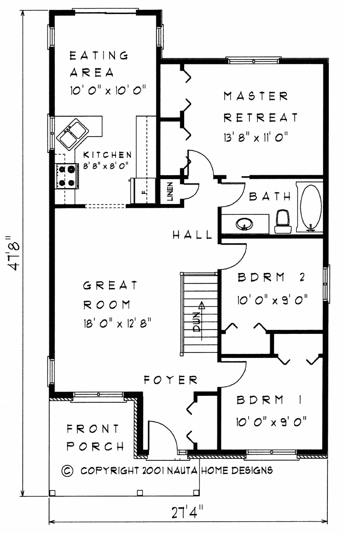 Bungalow House Plan BN296 Floor Plan
