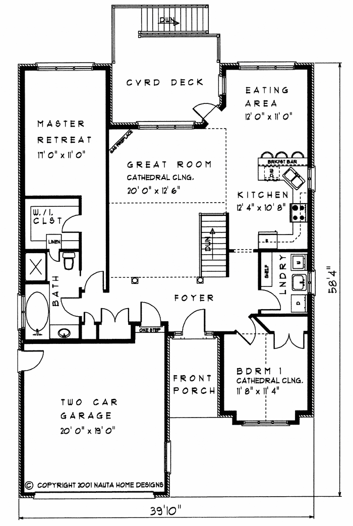 Bungalow House Plan, BN299 Floor Plan