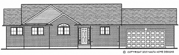 Bungalow House Plan, BN309 Front Elevation