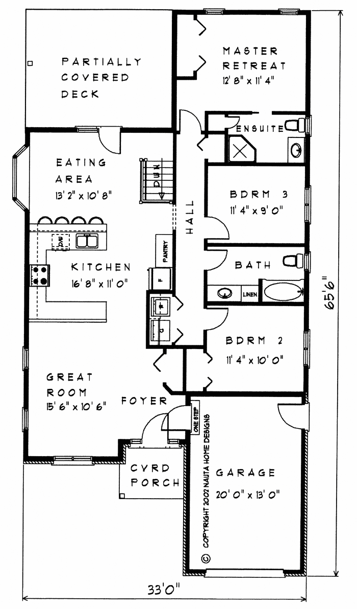Bungalow House Plan, BN325 Floor Plan