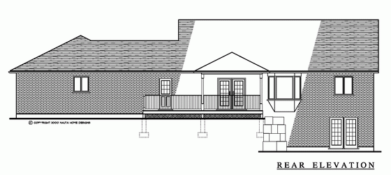 Bungalow House Plan, BN243 Rear Elevation