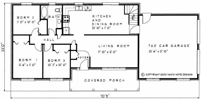 Bungalow house plan BN101 floor plan