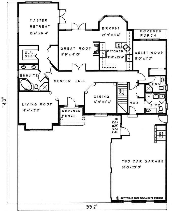 Bungalow house plan BN104 floor plan