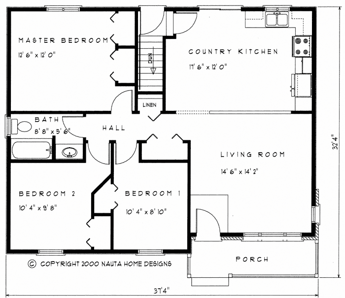 Bungalow House Plan BN108 Floor Plan