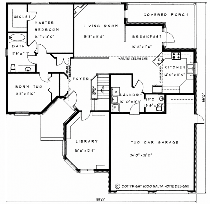 Bungalow house plan BN112 floor plan