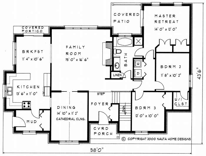 Bungalow house plan BN113 floor plan