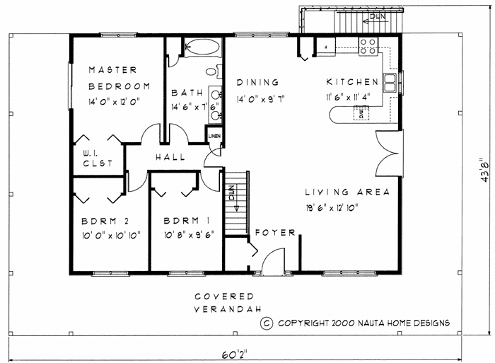 Bungalow house plan BN118 floor plan