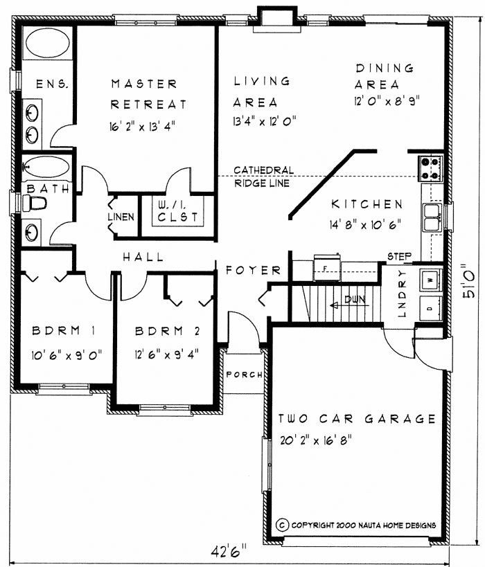 Bungalow house plan BN119 floor plan