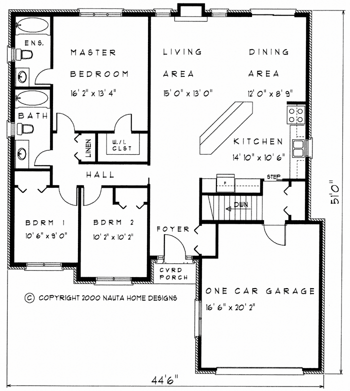 Bungalow house plan BN120 floor plan