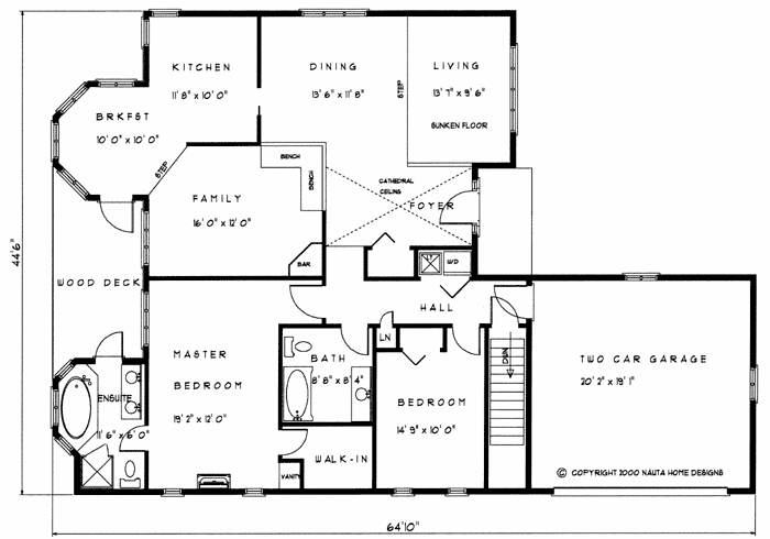 Bungalow house plan BN122 floor plan