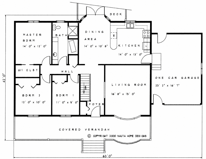 Bungalow house plan BN128 floor plan