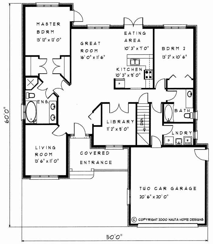 Bungalow house plan BN129 floor plan