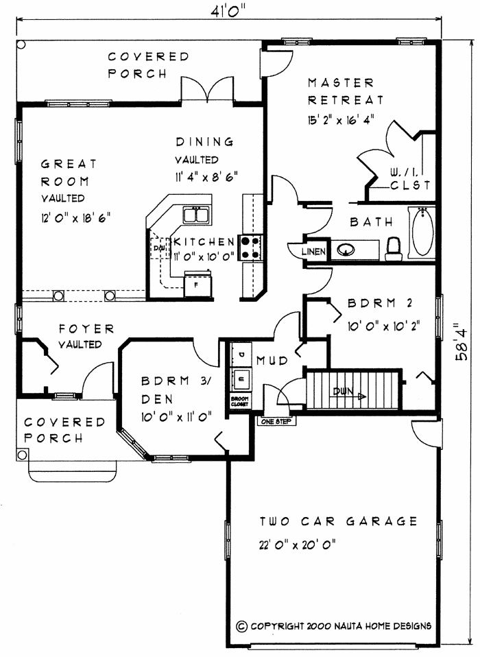 Bungalow house plan BN131 floor plan