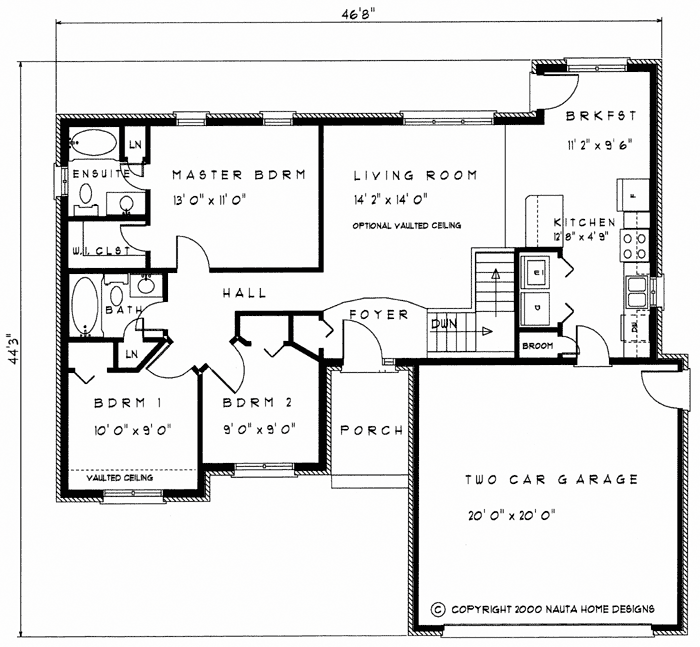 Bungalow House Plan BN133 Floor Plan
