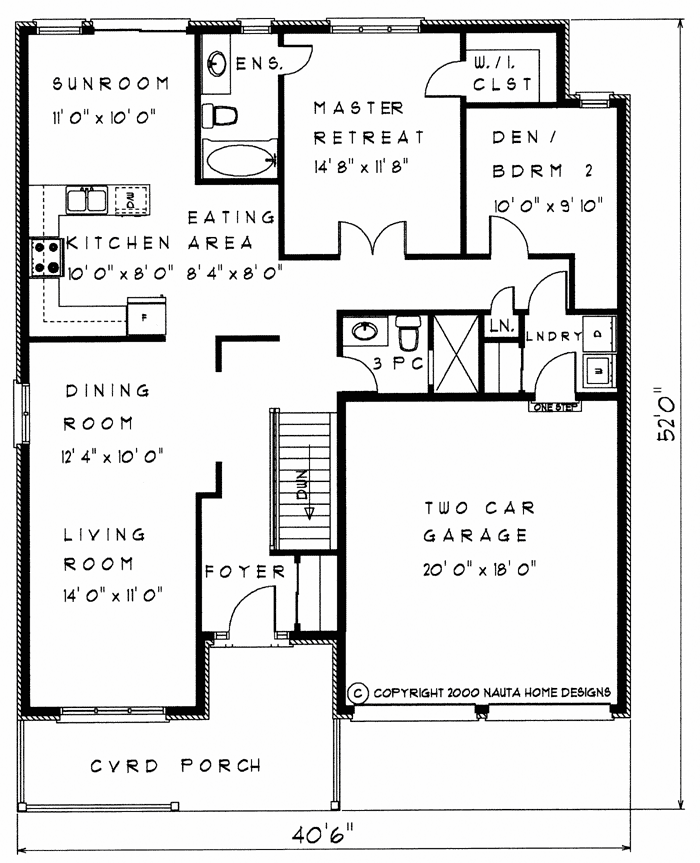 Bungalow house plan BN141 floor plan