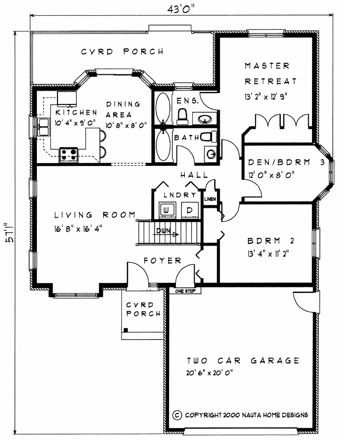 Bungalow house plan BN142 floor plan
