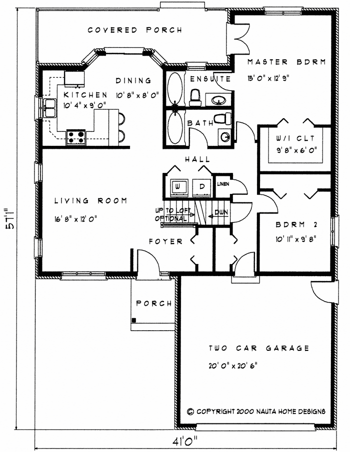 Bungalow house plan BN143 floor plan