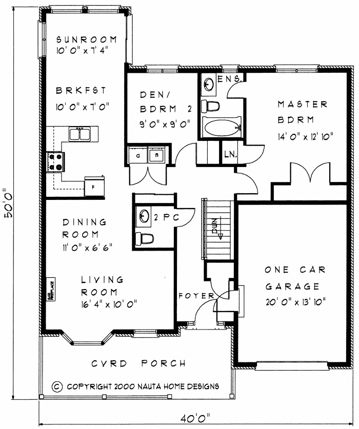 Bungalow house plan BN147 floor plan