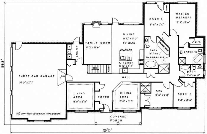 Bungalow house plan BN149 floor plan