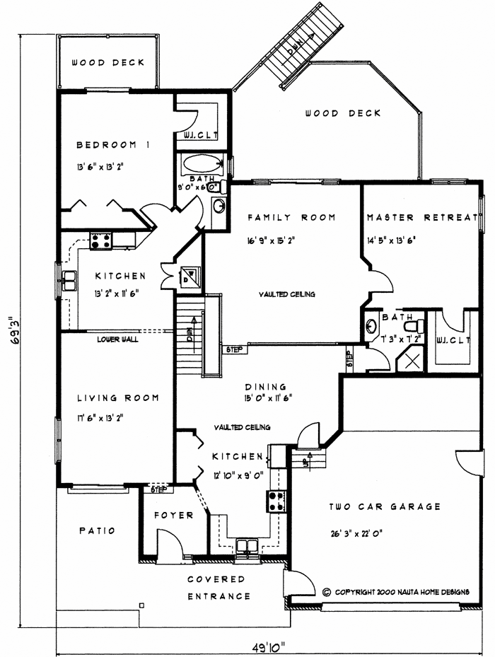 Bungalow house plan BN151 floor plan