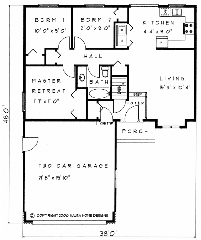 Bungalow House Plan BN154 Floor Plan
