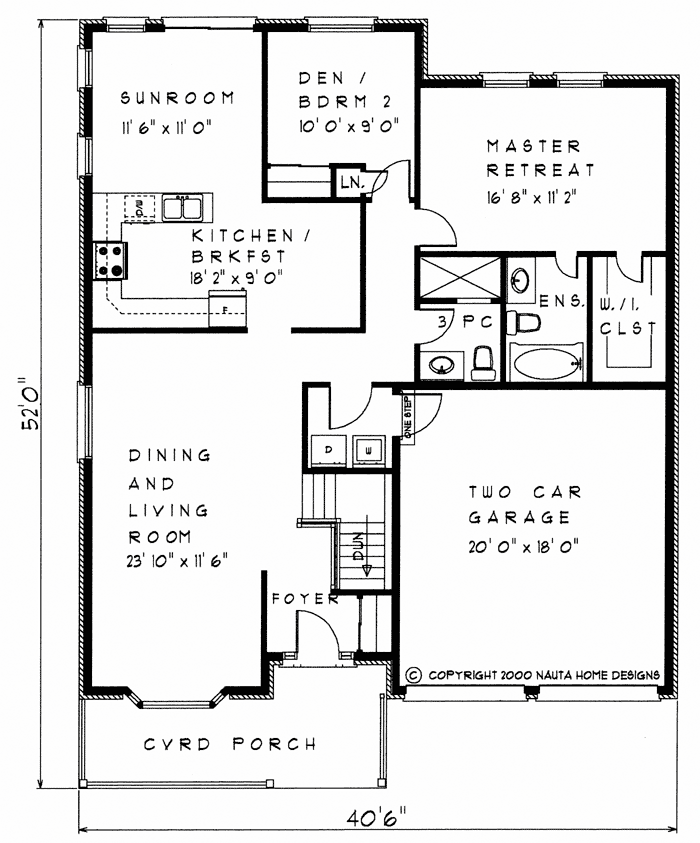 Bungalow house plan BN155 floor plan