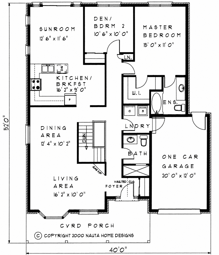 Bungalow house plan BN157 floor plan