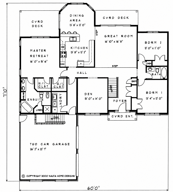 Bungalow house plan BN175 floor plan
